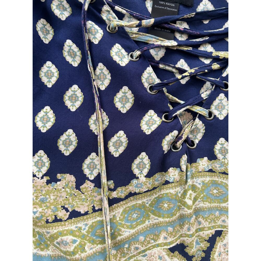 Joei and I Women's Dress/Swim Suit Cover Blue Paisley with Tie 3/4 Sleeve Large - Picture 5 of 10
